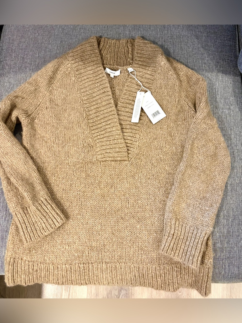 Vince Camel Tan V-Neck Wool Blend Sweater